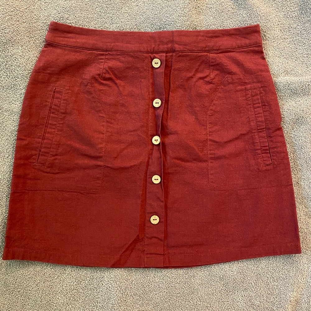 Button-Front Maroon Skirt